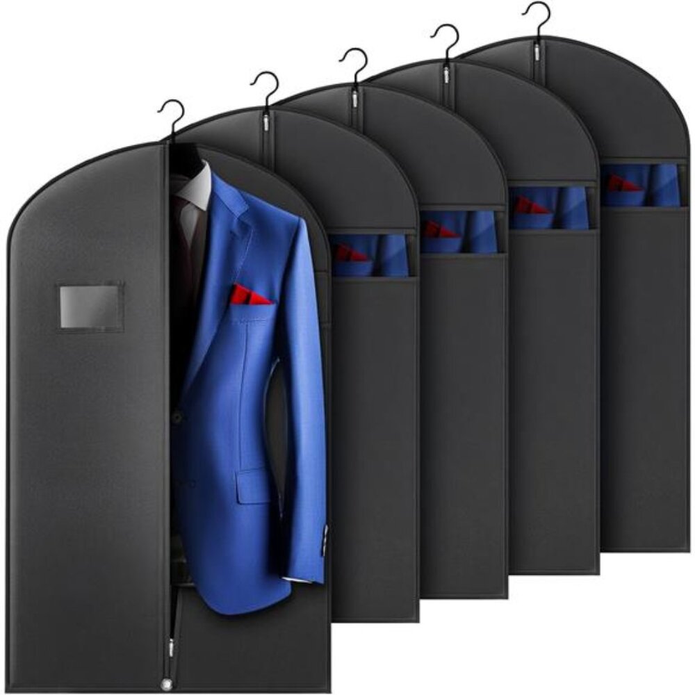5 Pack Garment Bags 40 Inch Suit Covers Hanging Travel Storage Zipper Window